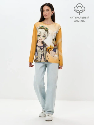 Лонгслив женский. Хлопок / GENSHIN IMPACT, БЕННЕТ