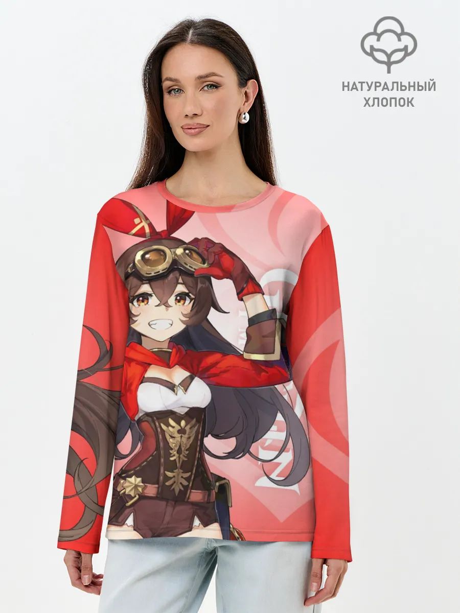 Лонгслив женский. Хлопок / GENSHIN IMPACT, ЭМБЕР,
