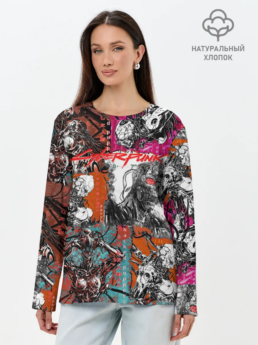 Лонгслив женский. Хлопок / Cyberpunk 2077