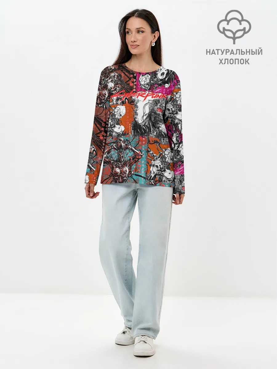 Лонгслив женский. Хлопок / Cyberpunk 2077