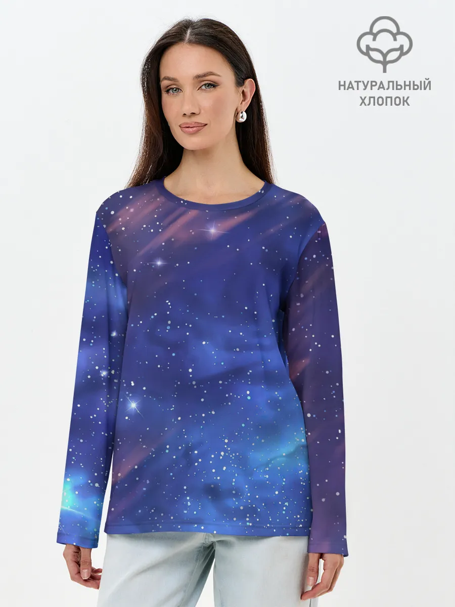 Лонгслив женский. Хлопок / Звёздное небо