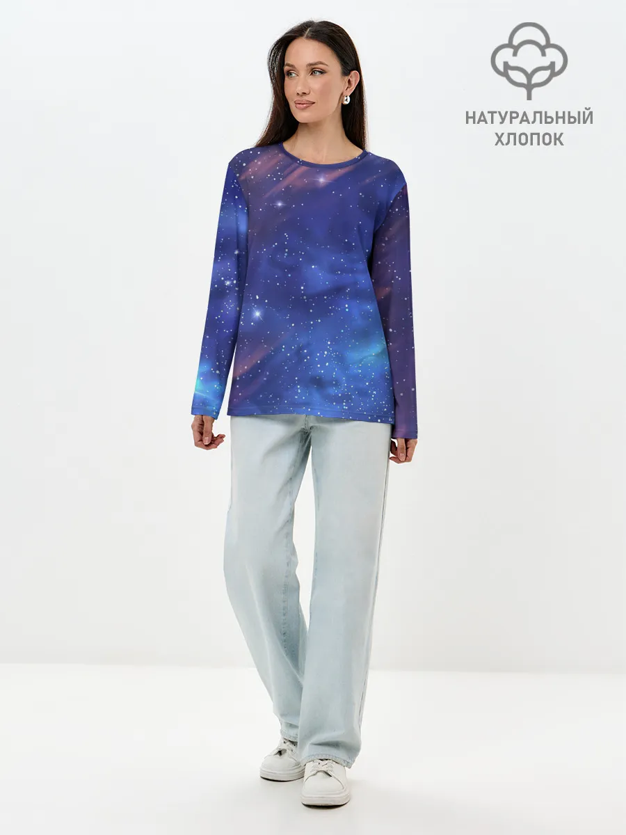 Лонгслив женский. Хлопок / Звёздное небо