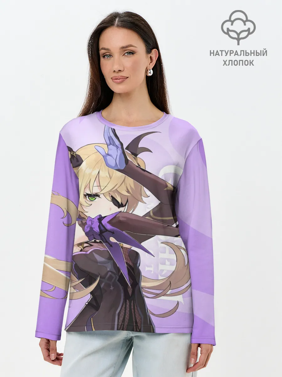 Лонгслив женский. Хлопок / GENSHIN IMPACT, ФИШЛЬ
