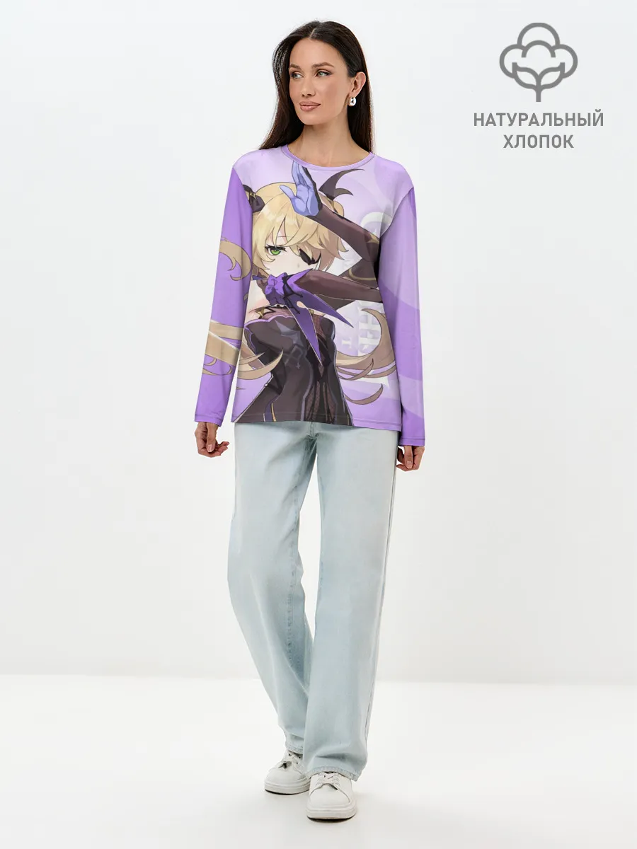 Лонгслив женский. Хлопок / GENSHIN IMPACT, ФИШЛЬ