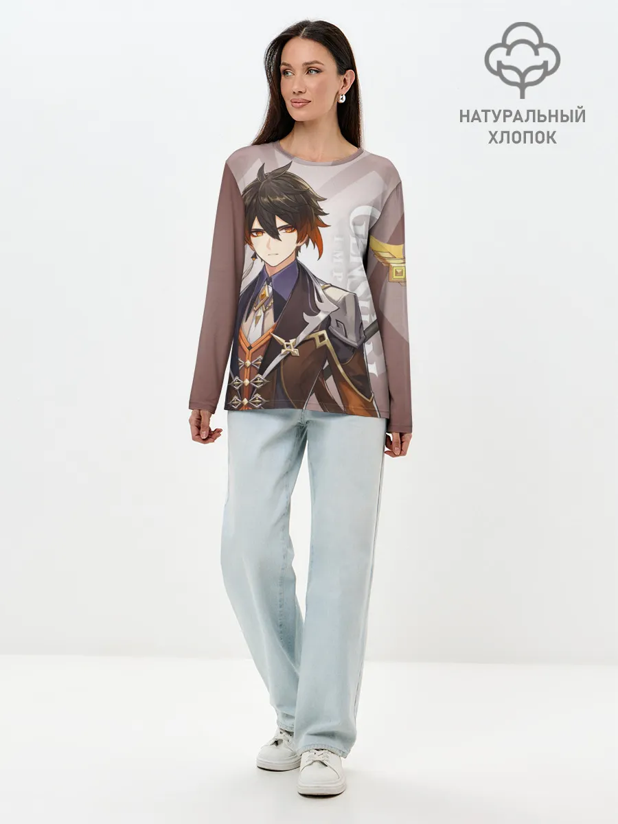 Лонгслив женский. Хлопок / GENSHIN IMPACT, ЧЖУН ЛИ