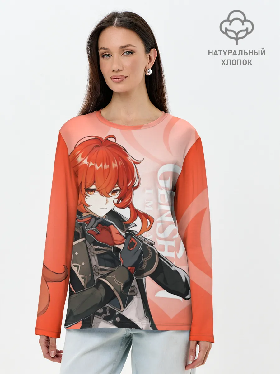 Лонгслив женский. Хлопок / GENSHIN IMPACT, ДИЛЮК