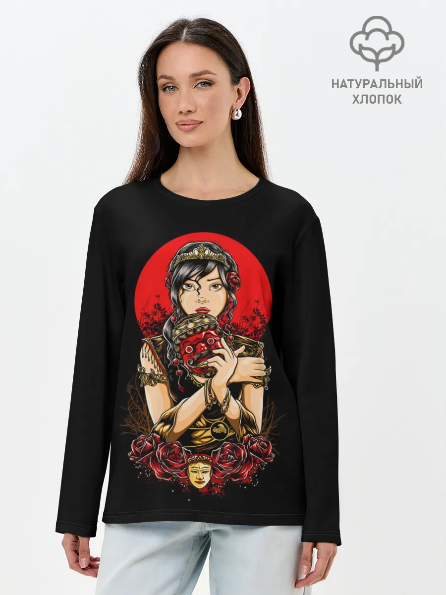 Лонгслив женский. Хлопок / ДЕВУШКА В МАСКЕ