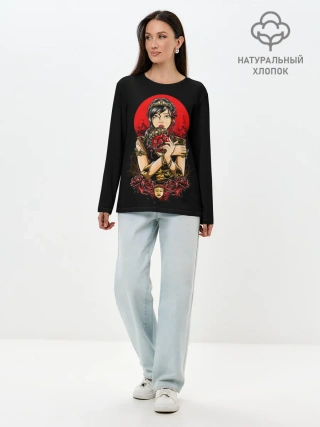 Лонгслив женский. Хлопок / ДЕВУШКА В МАСКЕ