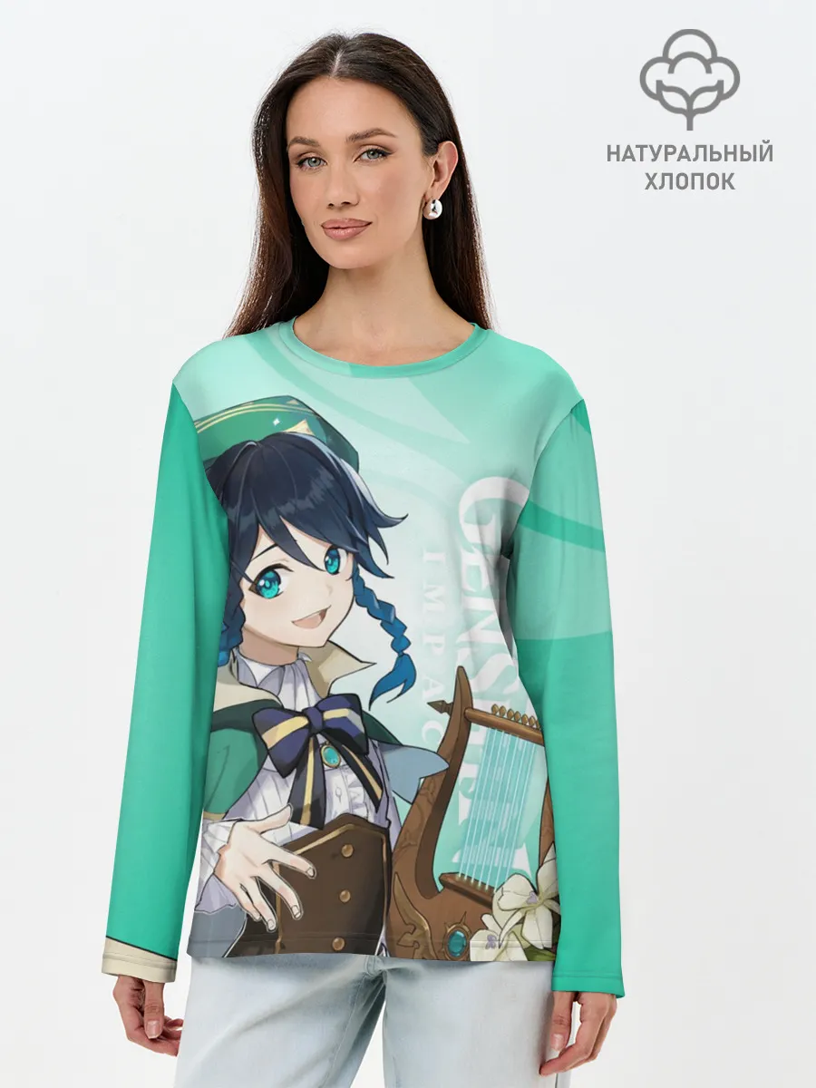 Лонгслив женский. Хлопок / GENSHIN IMPACT, ВЕНТИ