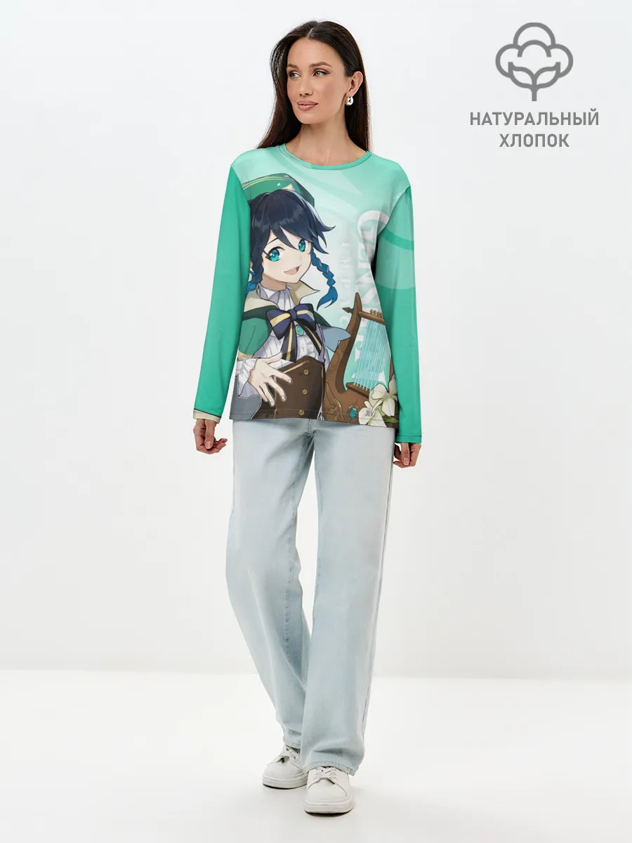 Лонгслив женский. Хлопок / GENSHIN IMPACT, ВЕНТИ