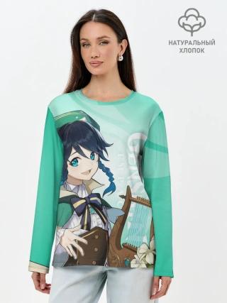 Лонгслив женский. Хлопок / GENSHIN IMPACT, ВЕНТИ