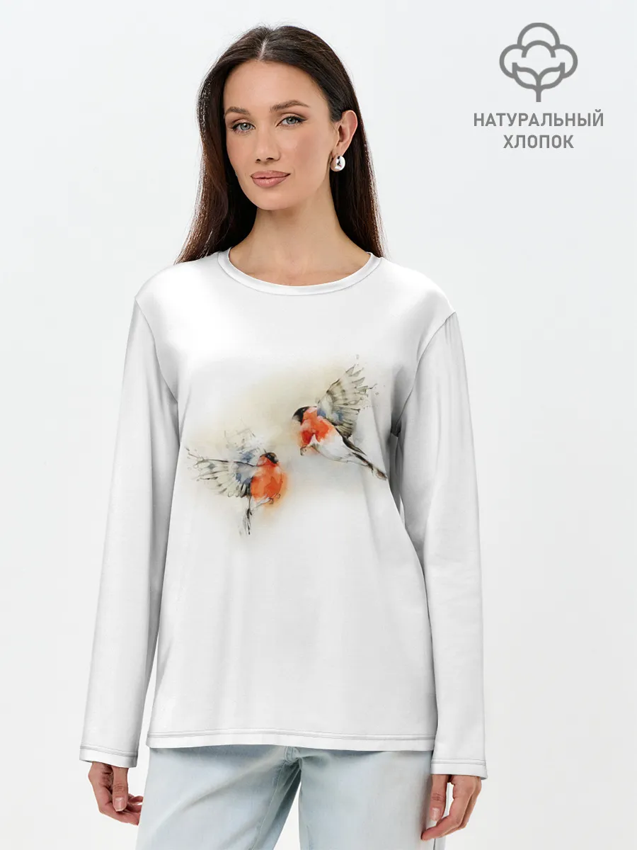 Лонгслив женский. Хлопок / Снегири