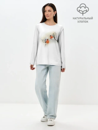 Лонгслив женский. Хлопок / Снегири