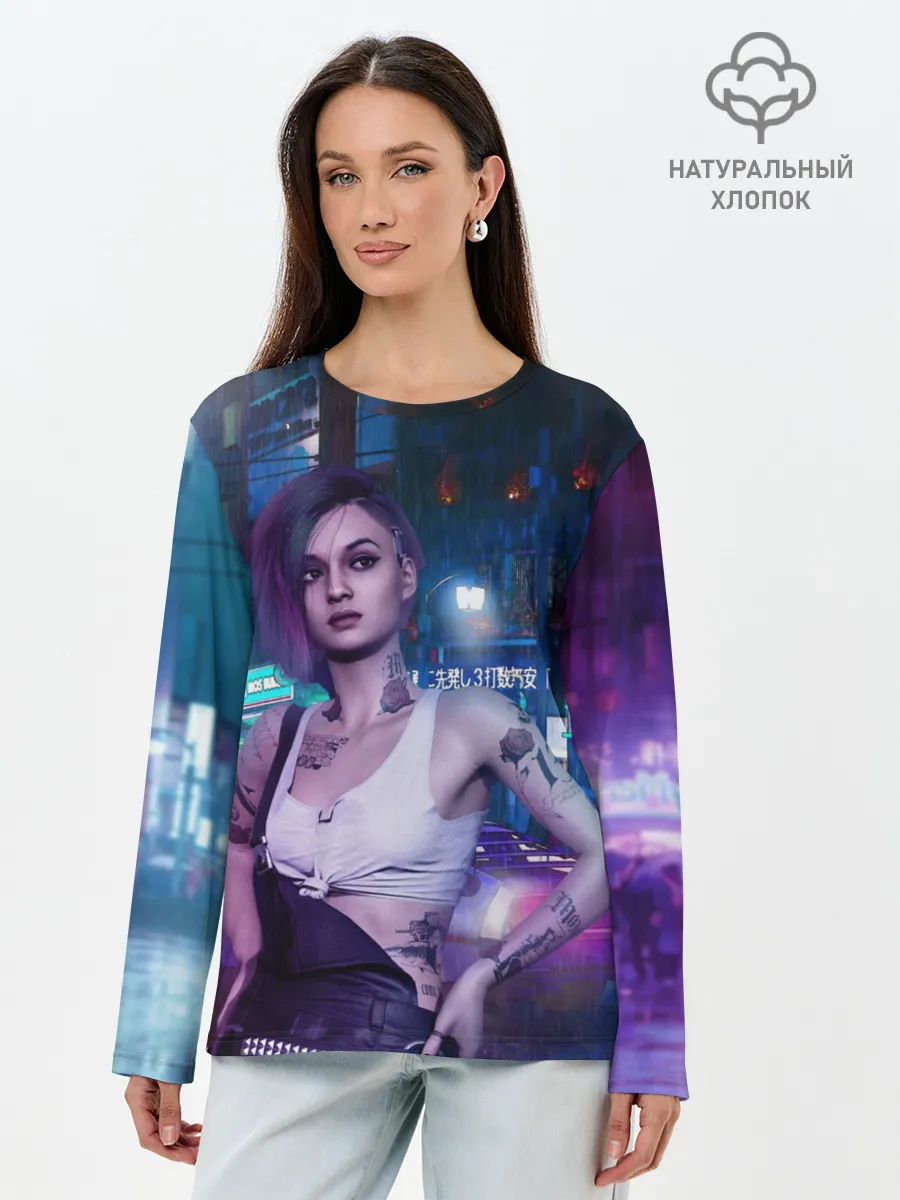 Лонгслив женский. Хлопок / Cyberpunk 2077