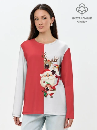 Лонгслив женский. Хлопок / С Новым Годом!