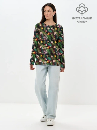 Лонгслив женский. Хлопок / Новогодняя Ёлка