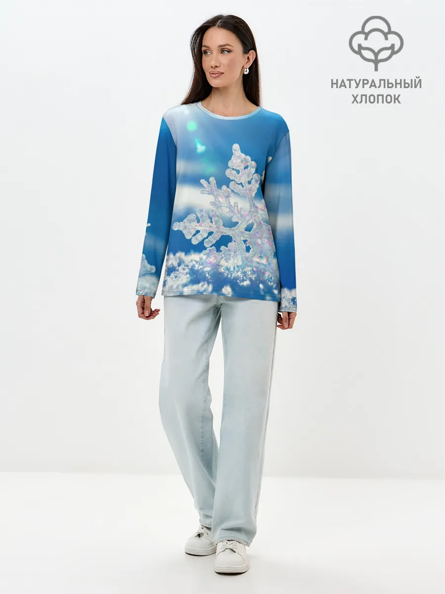Лонгслив женский. Хлопок / Снег