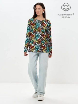 Лонгслив женский. Хлопок / граффити