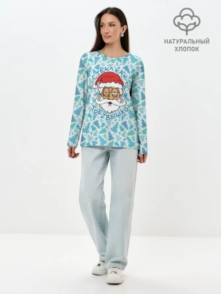 Лонгслив женский. Хлопок / СтЁкЛ кАк ТрЕзВыШкО