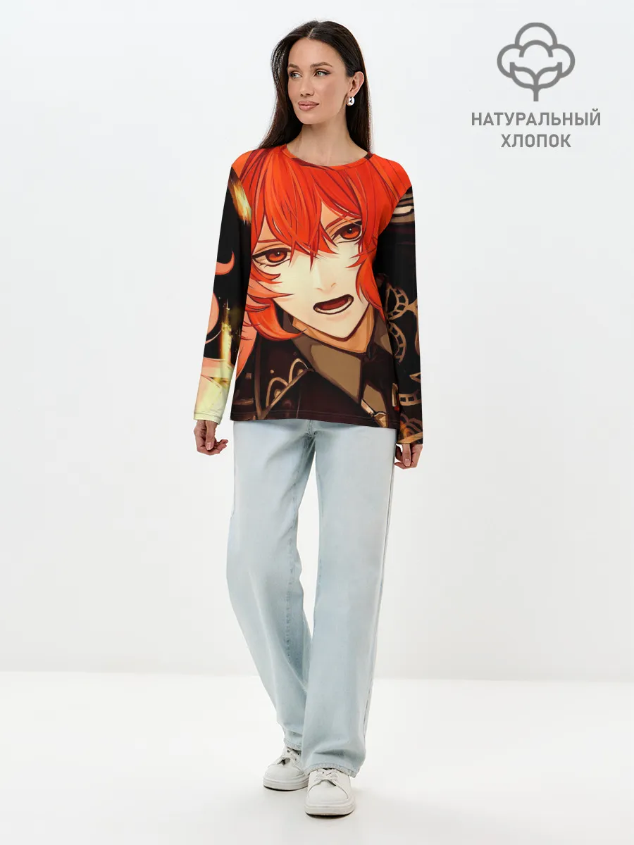 Лонгслив женский. Хлопок / GENSHIN IMPACT DILUC