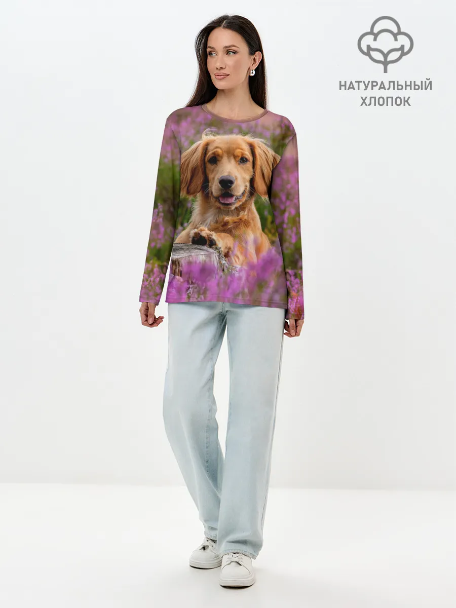 Лонгслив женский. Хлопок / Dog