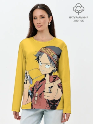 Лонгслив женский. Хлопок / One Piece Luffy Луффи