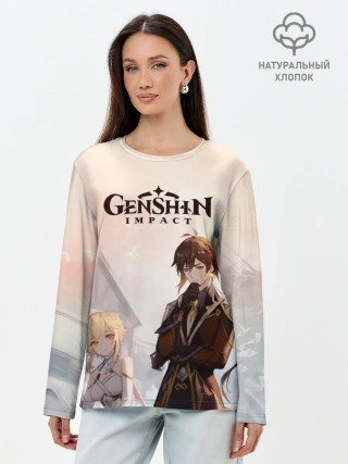 Лонгслив женский. Хлопок / GENSHIN IMPACT Zhongli