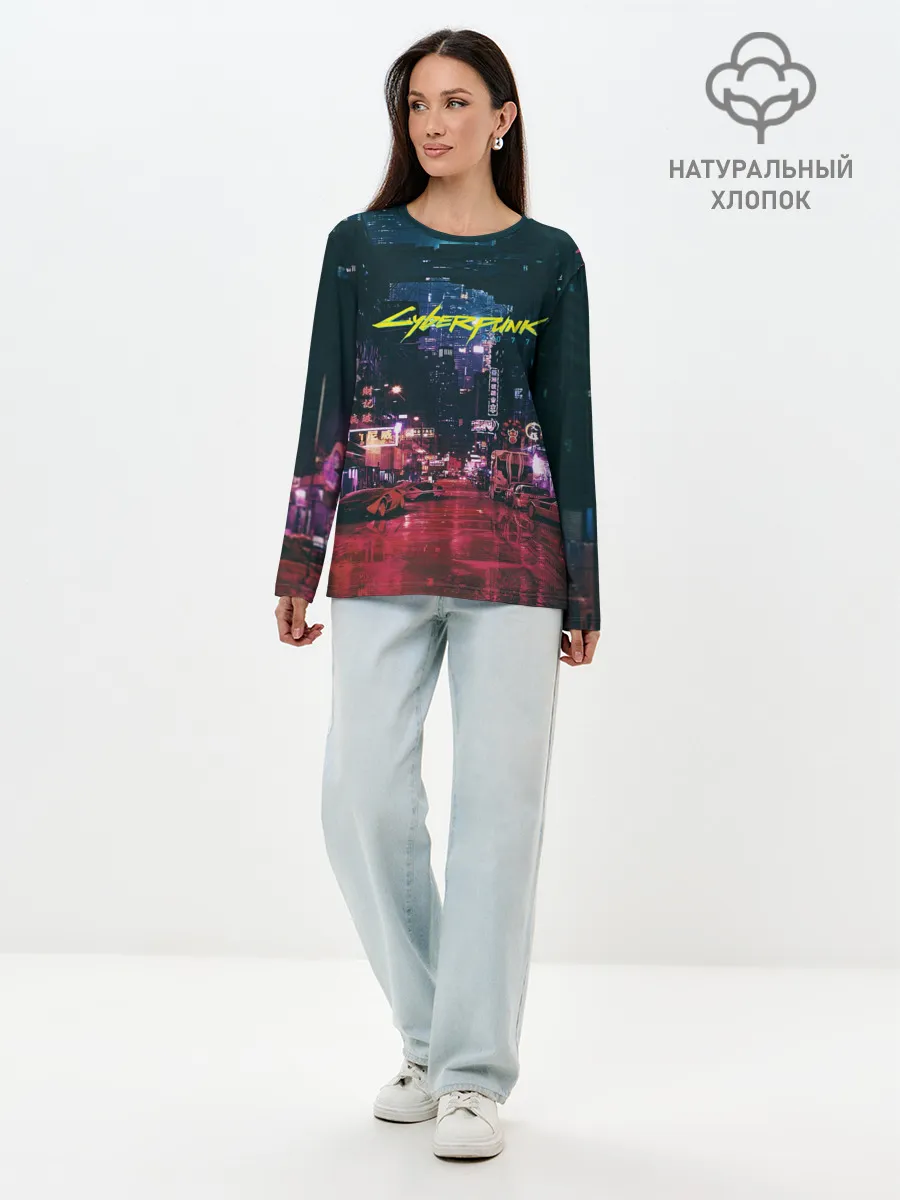 Лонгслив женский. Хлопок / Cyberpunk 2077