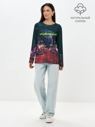 Лонгслив женский. Хлопок / Cyberpunk 2077