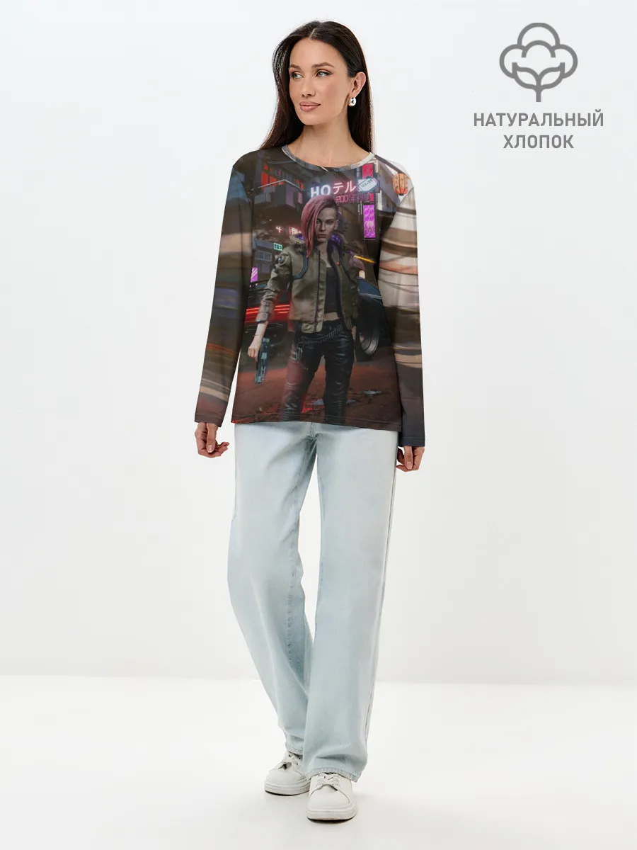 Лонгслив женский. Хлопок / Cyberpunk 2077