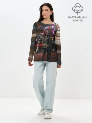 Лонгслив женский. Хлопок / Cyberpunk 2077