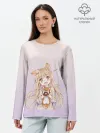 Лонгслив женский. Хлопок / малышка чиби пончик лис