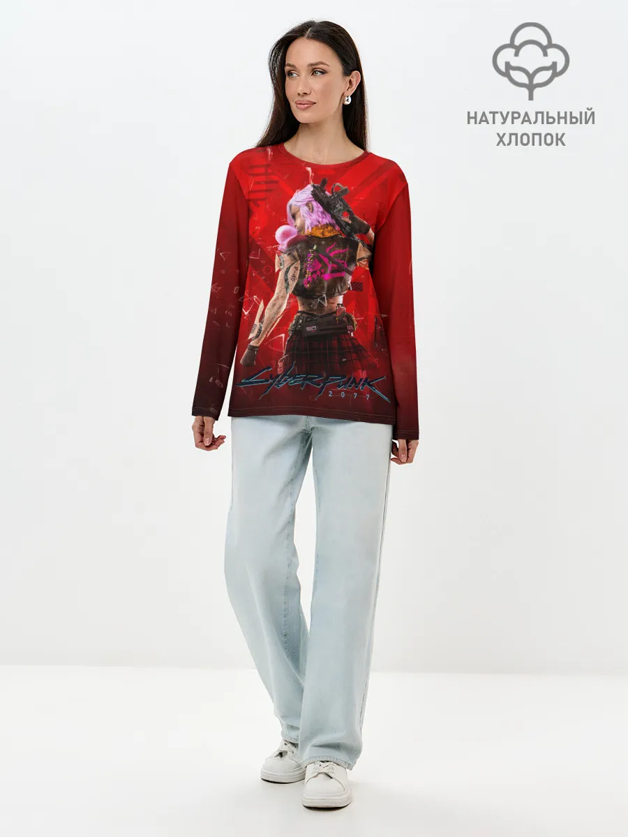 Лонгслив женский. Хлопок / КИБЕРПАНК 2077