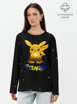 Лонгслив женский. Хлопок / Пикачу