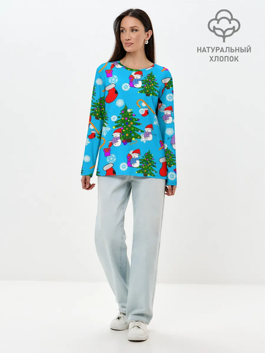 Лонгслив женский. Хлопок / Новый год