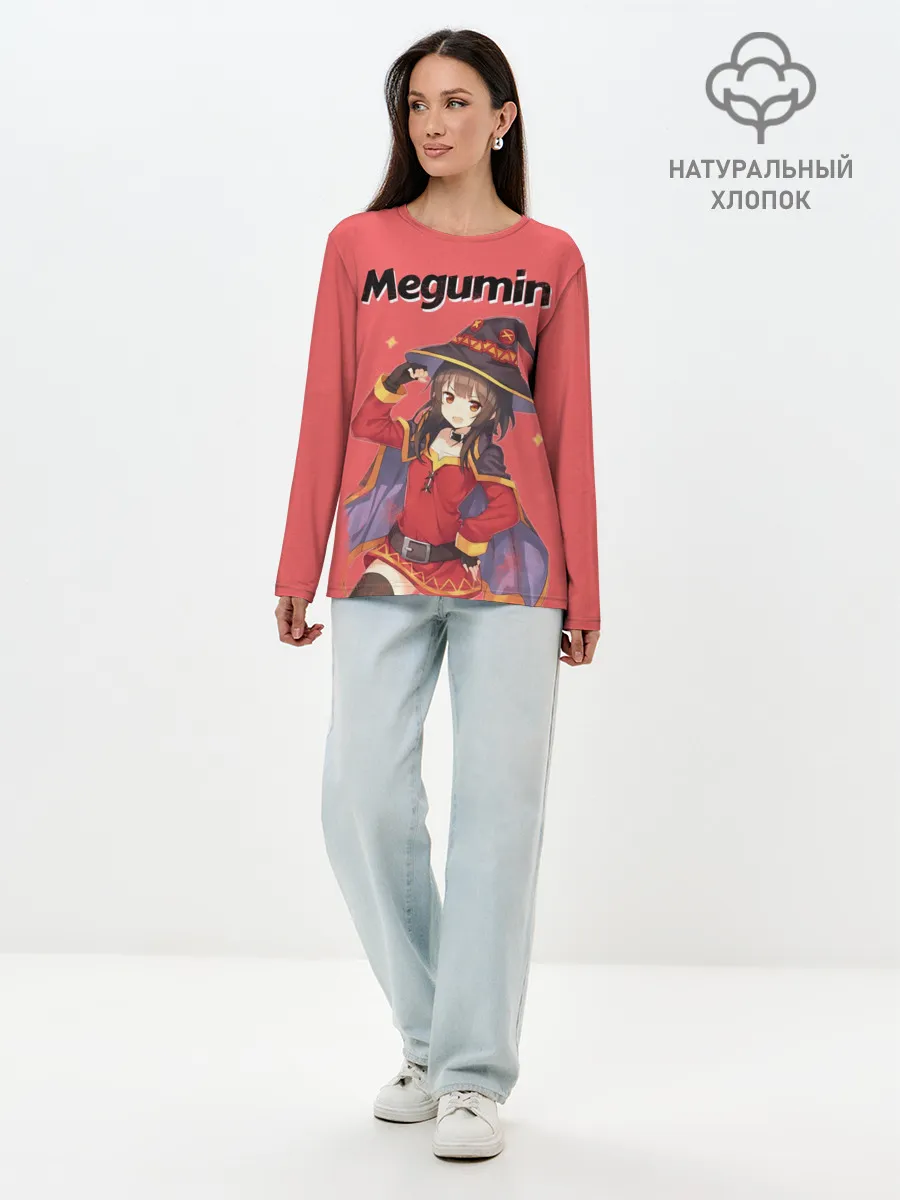 Лонгслив женский. Хлопок / Megumin показывает силу