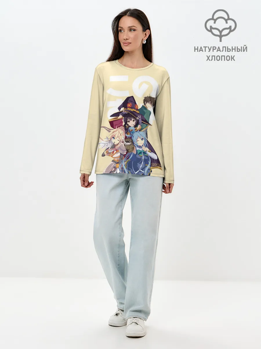 Лонгслив женский. Хлопок / KonoSuba девочки вместе