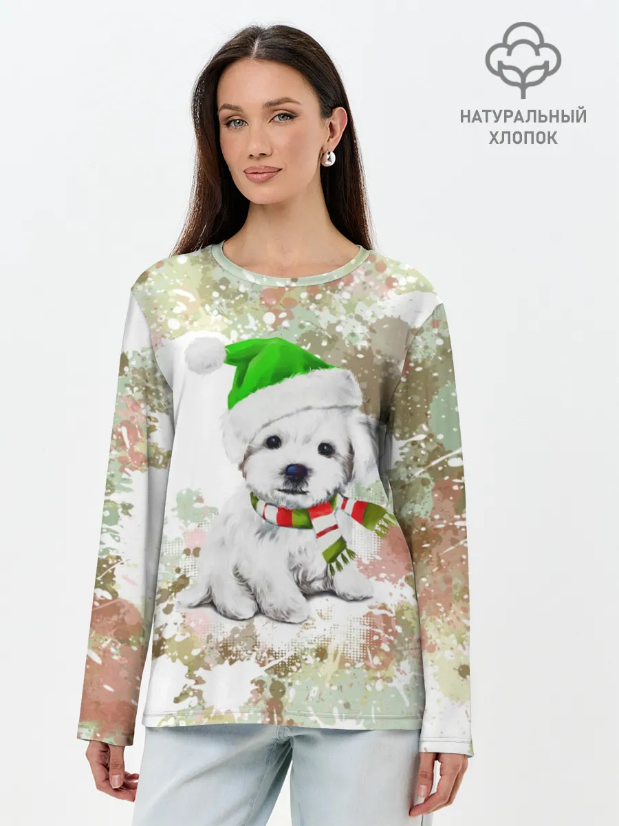 Лонгслив женский. Хлопок / Щенок