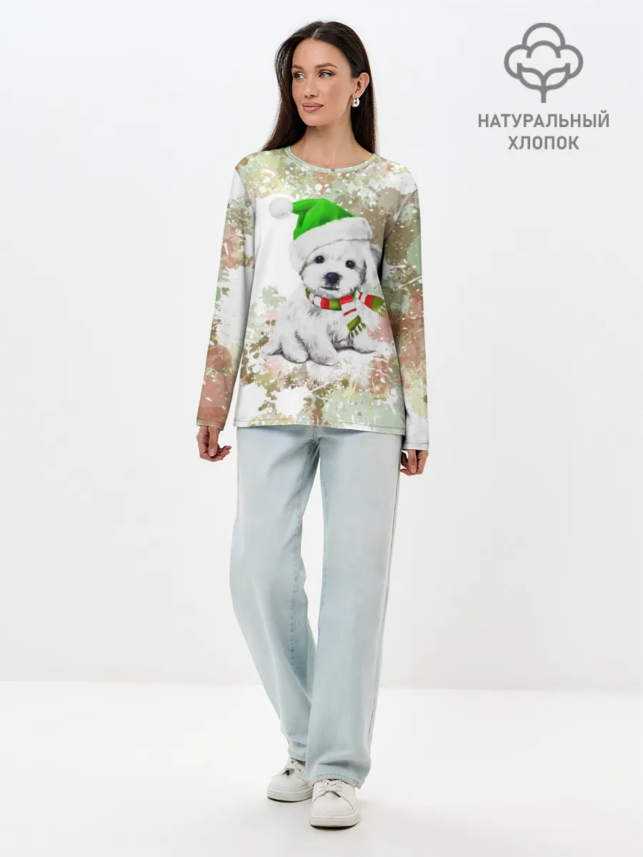 Лонгслив женский. Хлопок / Щенок