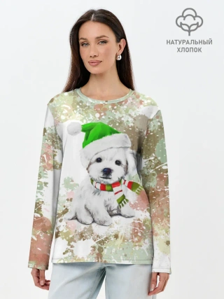 Лонгслив женский. Хлопок / Щенок