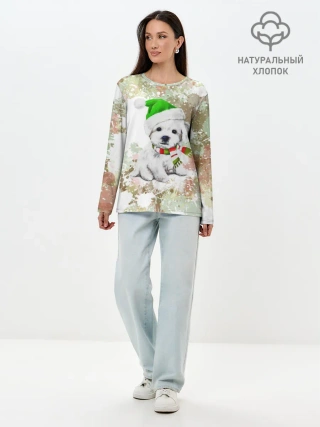 Лонгслив женский. Хлопок / Щенок