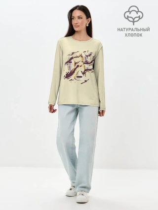 Лонгслив женский. Хлопок / Маска Безликого раскололась