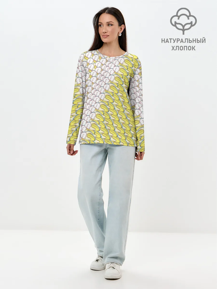 Лонгслив женский. Хлопок / Банана-котики