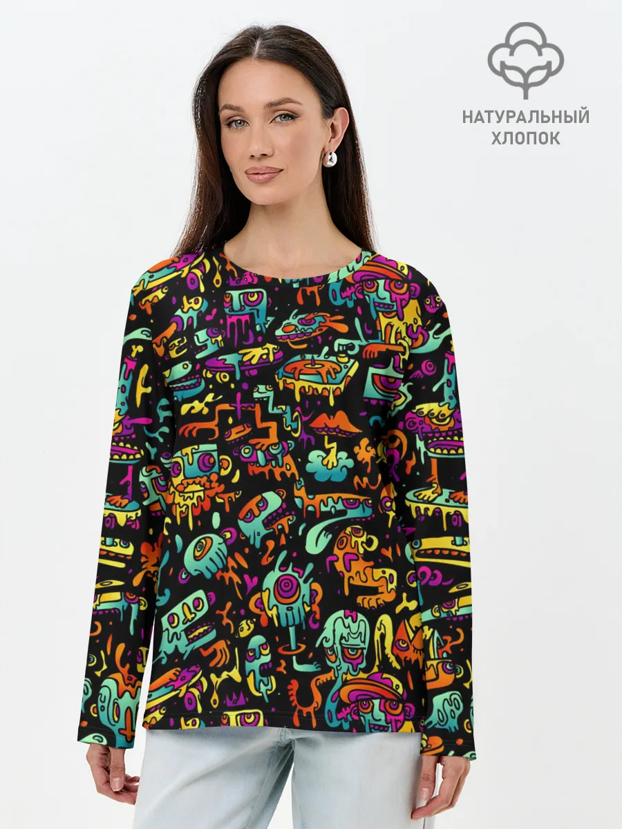 Лонгслив женский. Хлопок / Монстры
