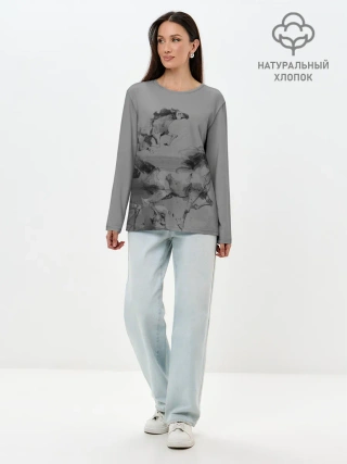 Лонгслив женский. Хлопок / кони