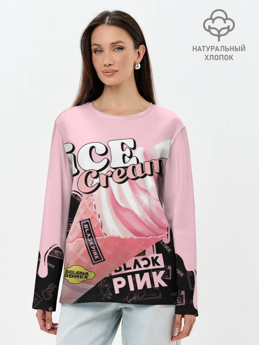Лонгслив женский. Хлопок / BLACKPINK ICE CREAM