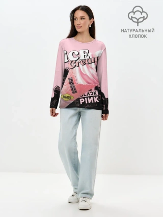 Лонгслив женский. Хлопок / BLACKPINK ICE CREAM