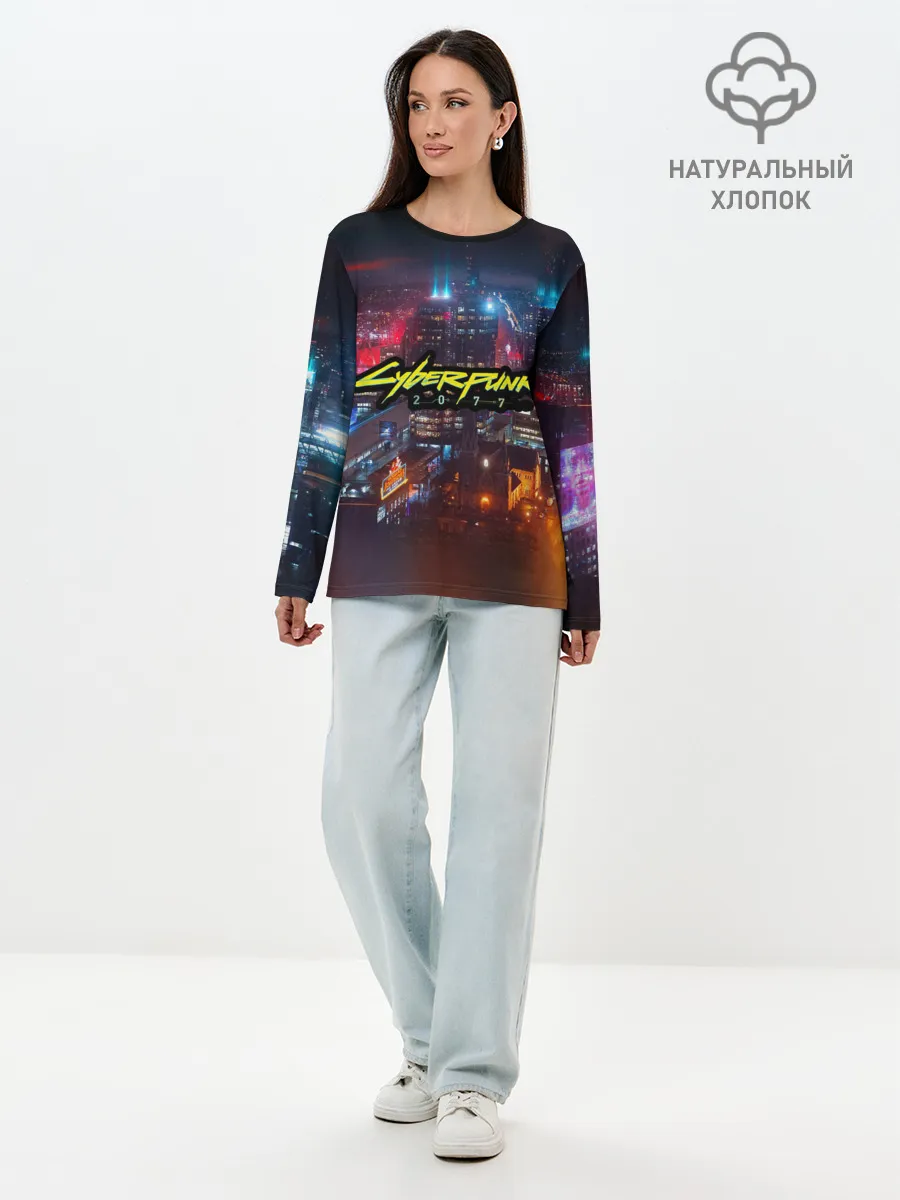 Лонгслив женский. Хлопок / Найт сити