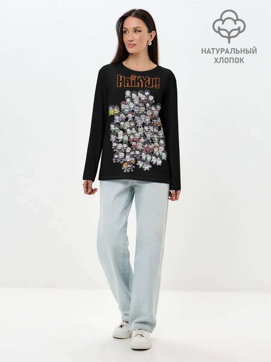 Лонгслив женский. Хлопок / Haikyuu Haikyu Чиби