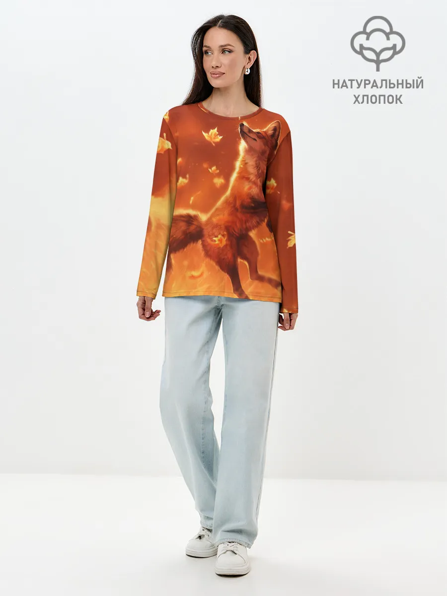 Лонгслив женский. Хлопок / Лисенок
